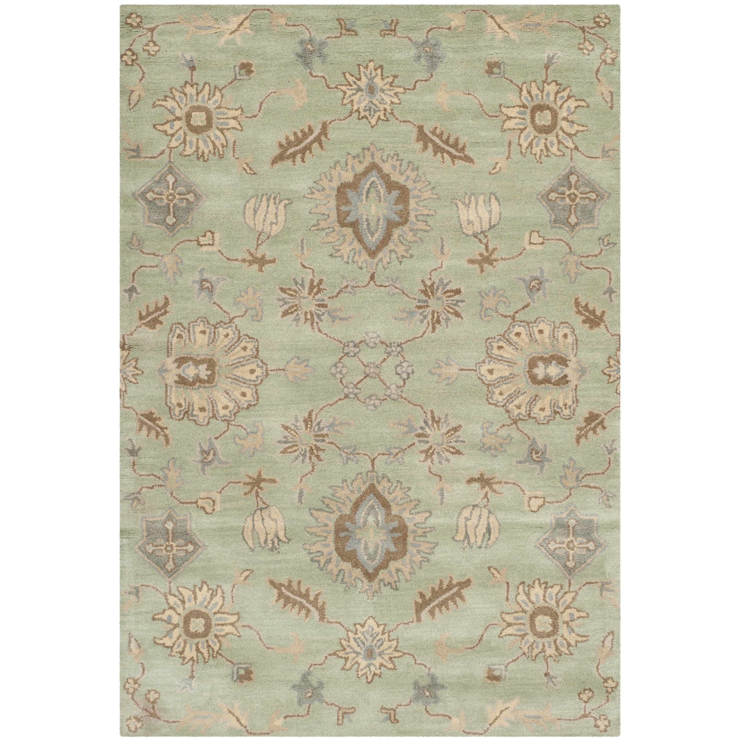 Safavieh Handmade Wyndham Light Green Wool Rug (4 X 6)