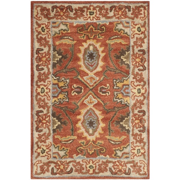 Safavieh Handmade Heritage Timeless Traditional Rust/ Beige Wool Rug - 3' x 5'