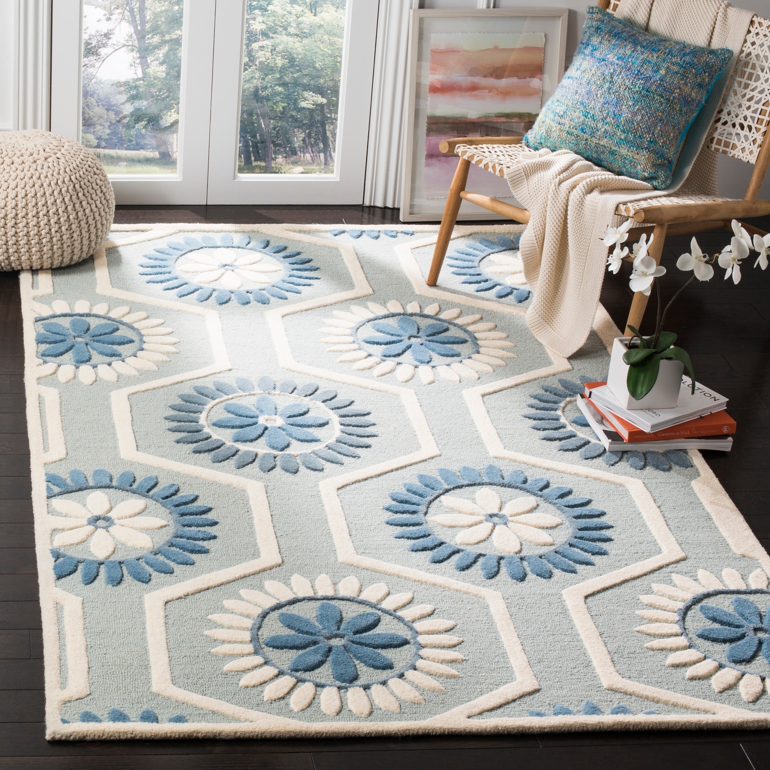 Safavieh Handmade Moroccan Cambridge Blue/ Ivory Wool Area Rug (8 X 10)