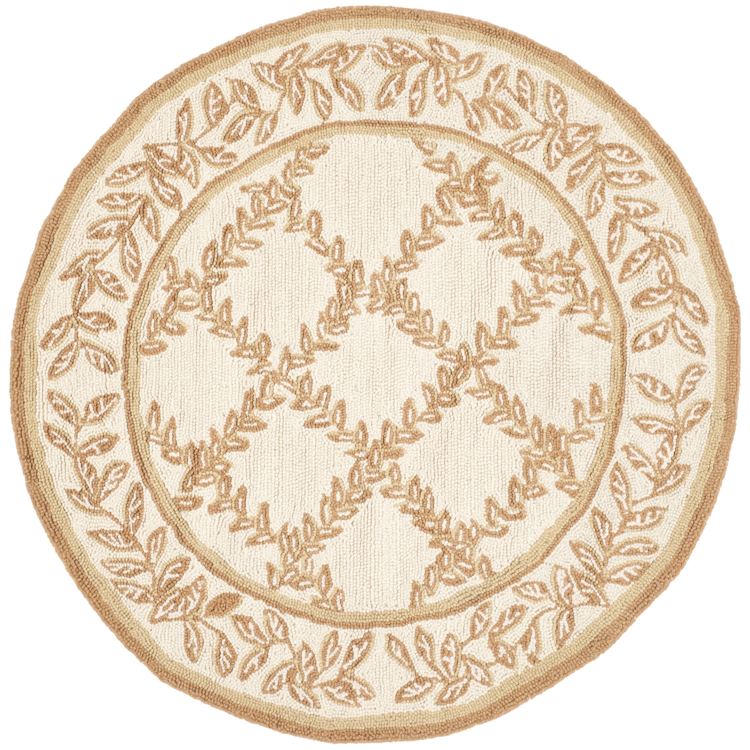 Safavieh Hand hooked Chelsea Ivory/ Camel Wool Rug (3 Round)