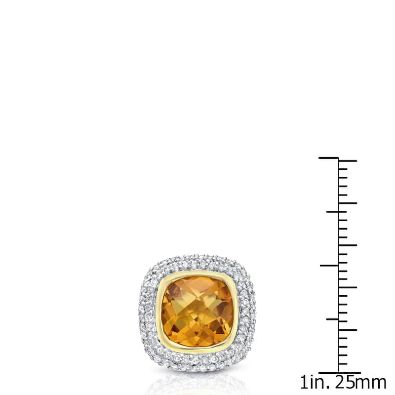 14k Two-tone Gold 1/2ct TDW Citrine and Diamond Earrings