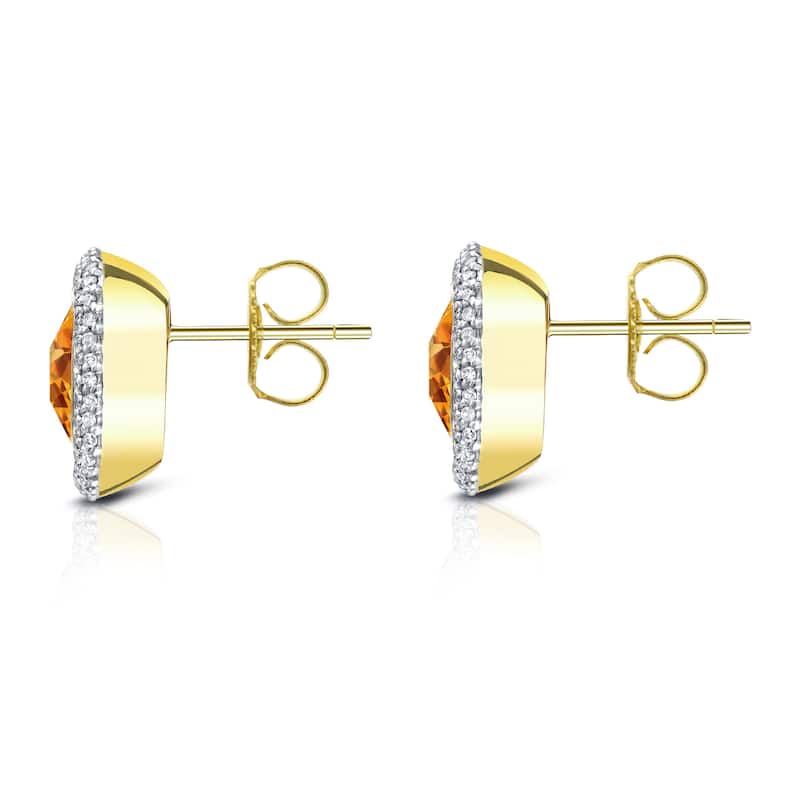 14k Two-tone Gold 1/2ct TDW Citrine and Diamond Earrings