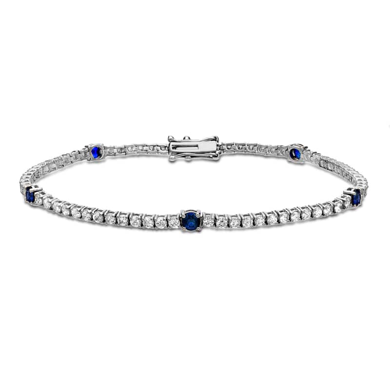 Auriya 2 1/4ct TW Blue Sapphire and Diamond Tennis Bracelet 14k Gold