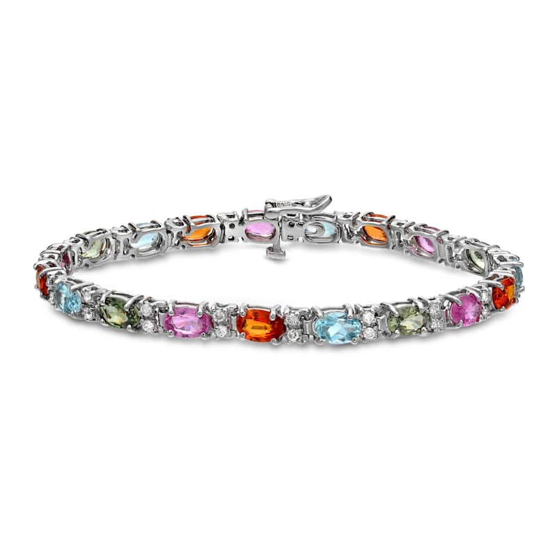 Auriya 14k Gold 1ct TW Semi-precious Stone and Diamond Bracelet (H-I, SI1-SI2) - White