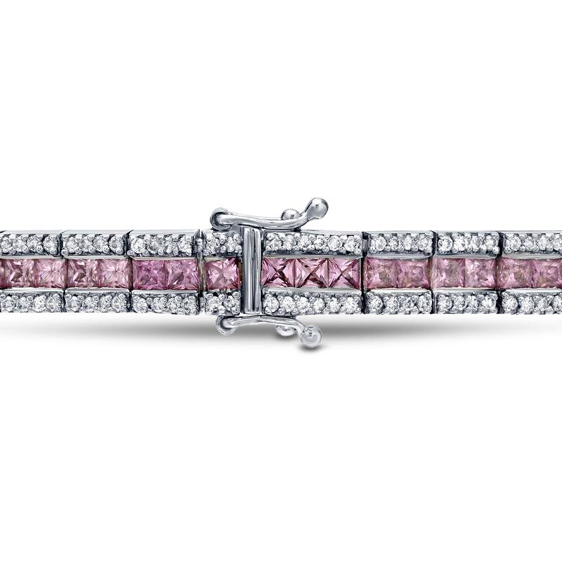 Auriya 14k Gold 2ct TW Pink Sapphire and Diamond Tennis Bracelet