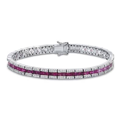 Auriya 14k Gold 2ct TW Pink Sapphire and Diamond Tennis Bracelet