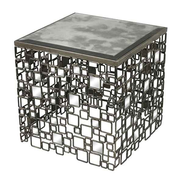 Shop Antique Silver Finish Square Accent Table with Mirrored Top - Free ...