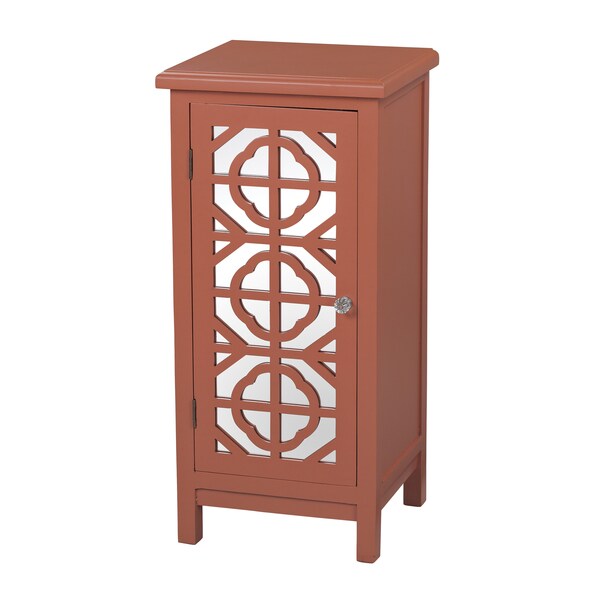 Orange Finish and Mirrored Accent Chest