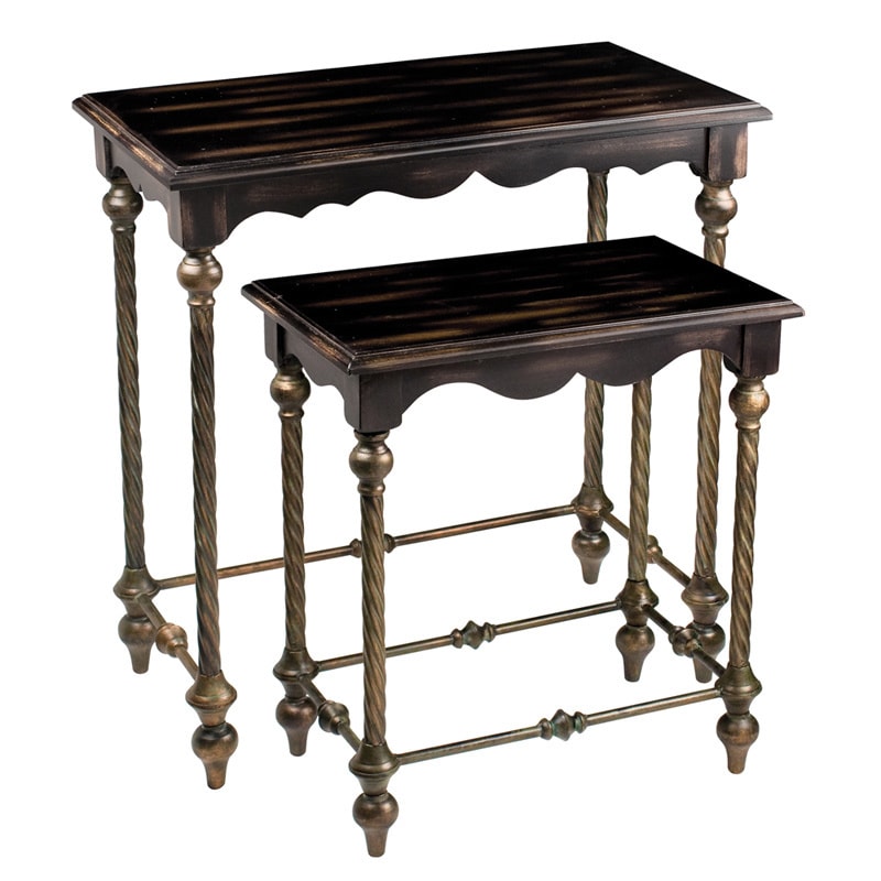 Distressed Espresso Nesting Accent Table (set Of 2)