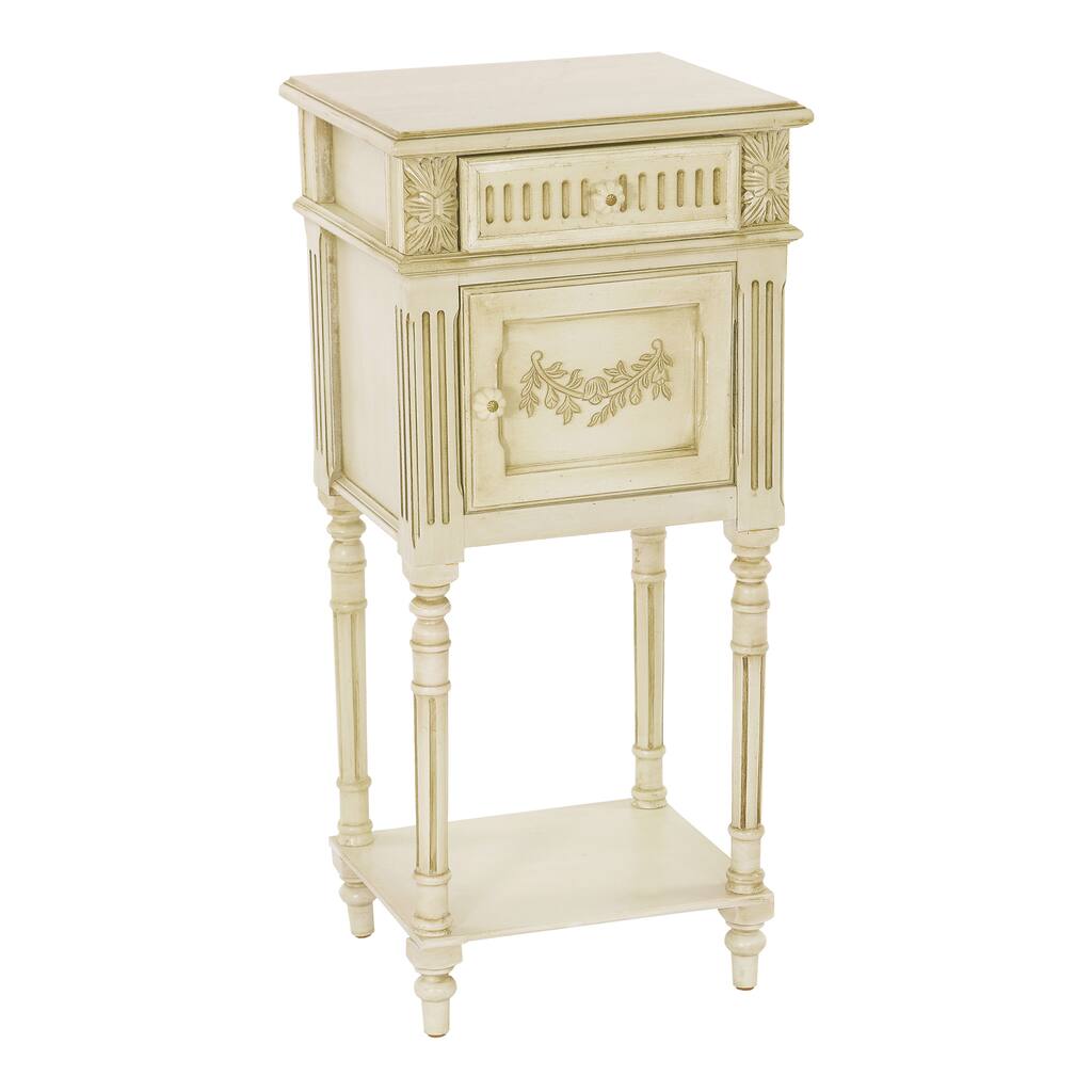 Distressed Hand Painted Cream Finish Accent Chest