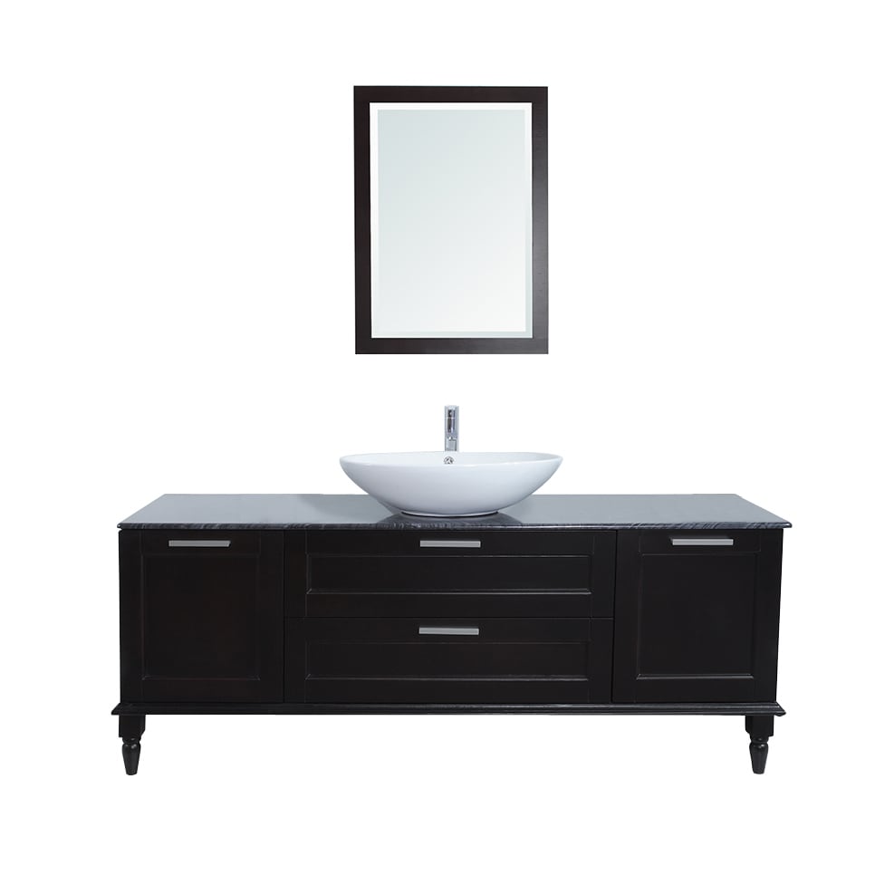 Philippe Nero Margiua Marble Top 72 inch Single Sink Bathroom Vanity