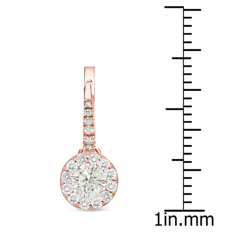 Auriya 3/4ctw Round Halo Diamond Dangle Earrings 14k Rose Gold (I-J, I1-I2)