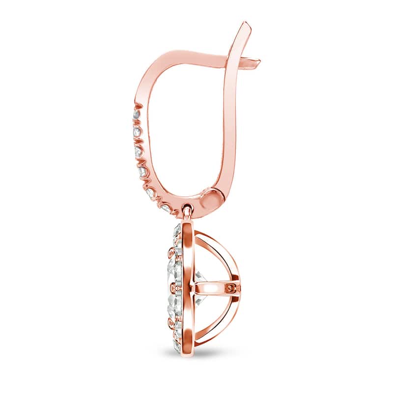 Auriya 3/4ctw Round Halo Diamond Dangle Earrings 14k Rose Gold (I-J, I1-I2)