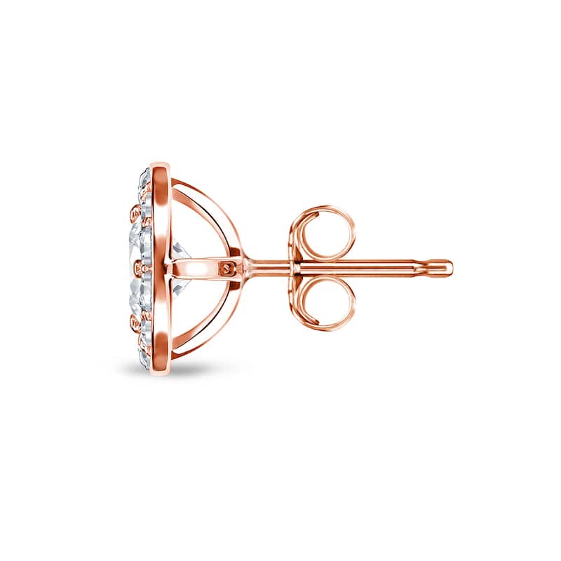 Auriya 1ctw Round Halo Diamond Stud Earrings 14k Rose Gold