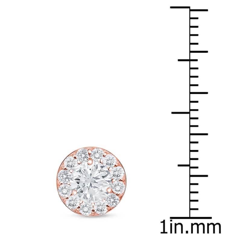 Auriya 1ctw Round Halo Diamond Stud Earrings 14k Rose Gold