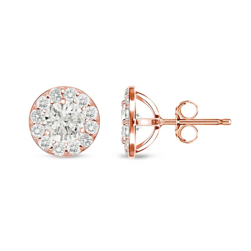 Auriya 14k Rose Gold 1/2ct TDW Round Diamond Stud Earrings (I-J, I1-I2)
