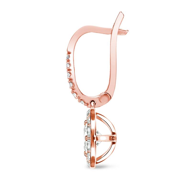 Auriya 3/4ctw Round Halo Diamond Dangle Earrings 14k Rose Gold