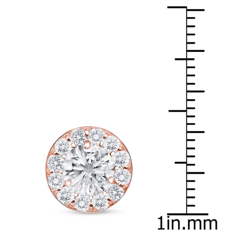 14k Rose Gold 2ct TDW Round Diamond Stud Earrings by Auriya (H-I, SI1-SI2)