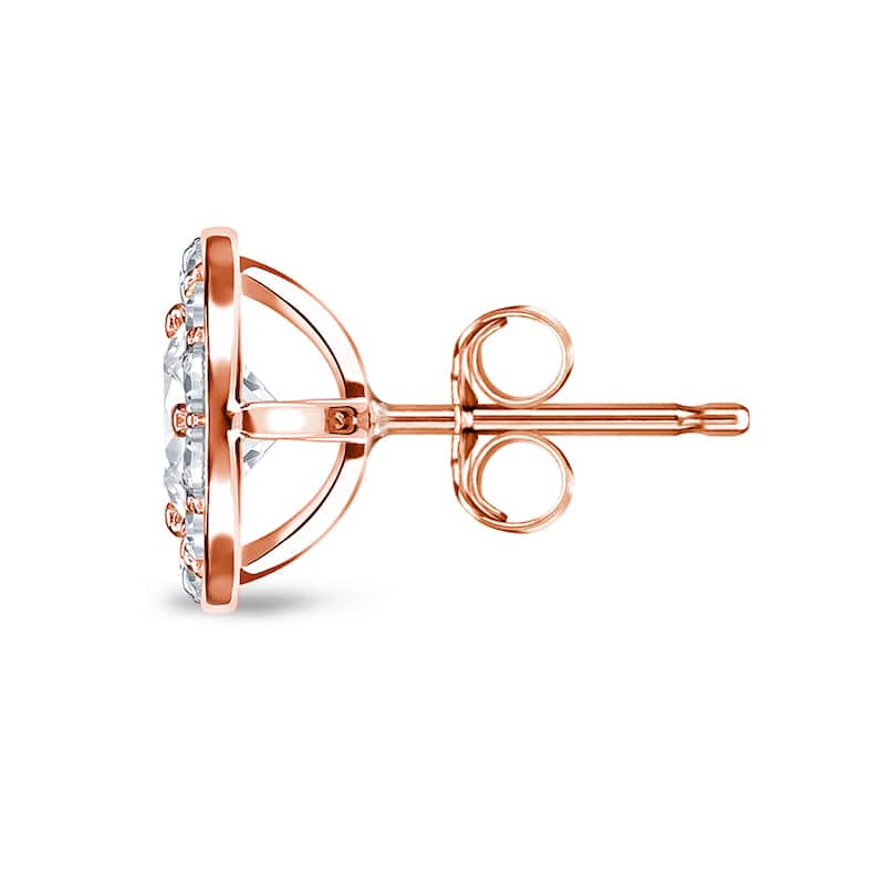 14k Rose Gold 2ct TDW Round Diamond Stud Earrings by Auriya (H-I, SI1-SI2)
