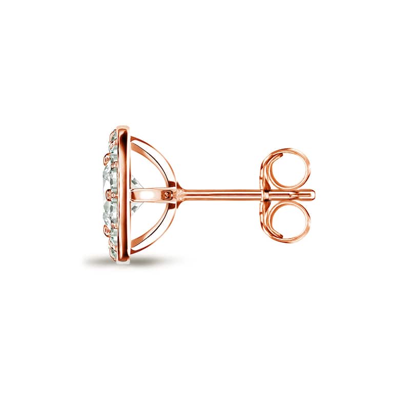 Auriya 14k Rose Gold 3/4ct TDW Princess-Cut Diamond Halo Stud Earrings (I-J, I1-I2)