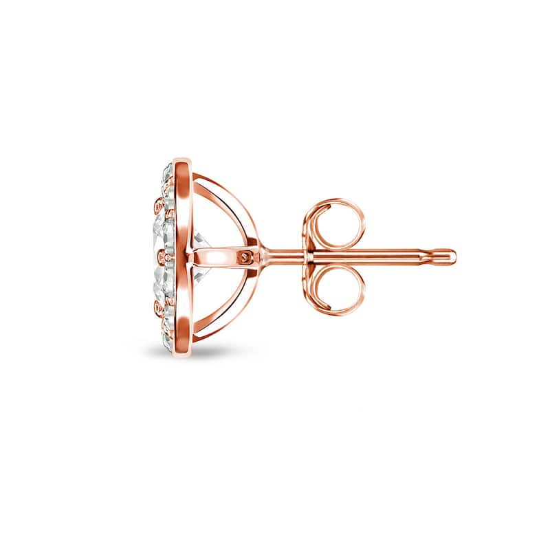 Auriya 3/4ctw Round Halo Diamond Stud Earrings 14k Rose Gold (I-J, I1-I2)