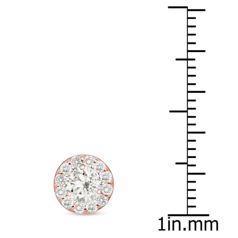 Auriya 3/4ctw Round Halo Diamond Stud Earrings 14k Rose Gold (I-J, I1-I2)