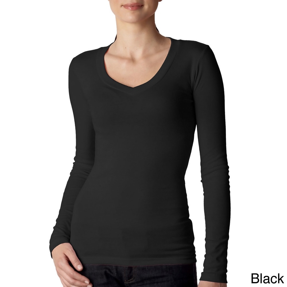 Bella Sheer Ribbed Long Sleeve V neck Top