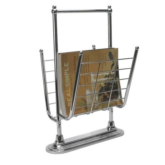 Free Standing Chrome Finish Magazine Rack