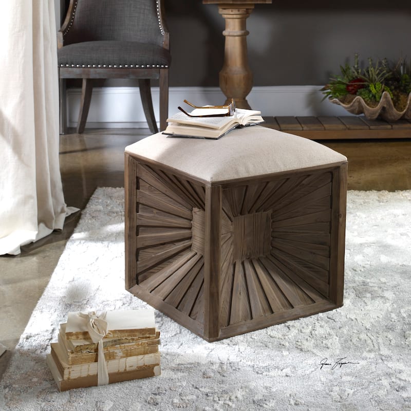 Uttermost Jia Natural Wood Cube Ottoman