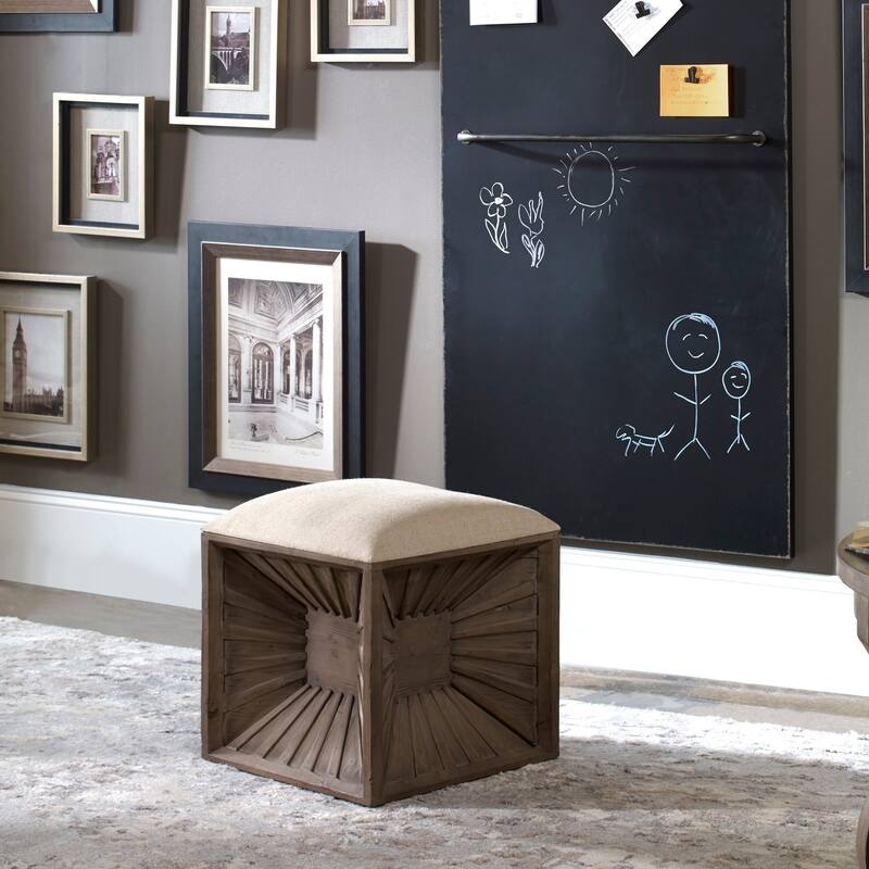 Uttermost Jia Natural Wood Cube Ottoman