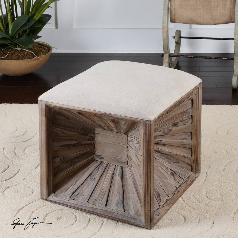 Uttermost Jia Natural Wood Cube Ottoman