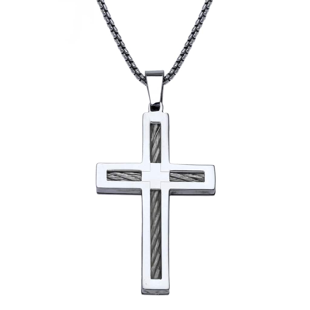 Stainless Steel Mens Cross Pendant
