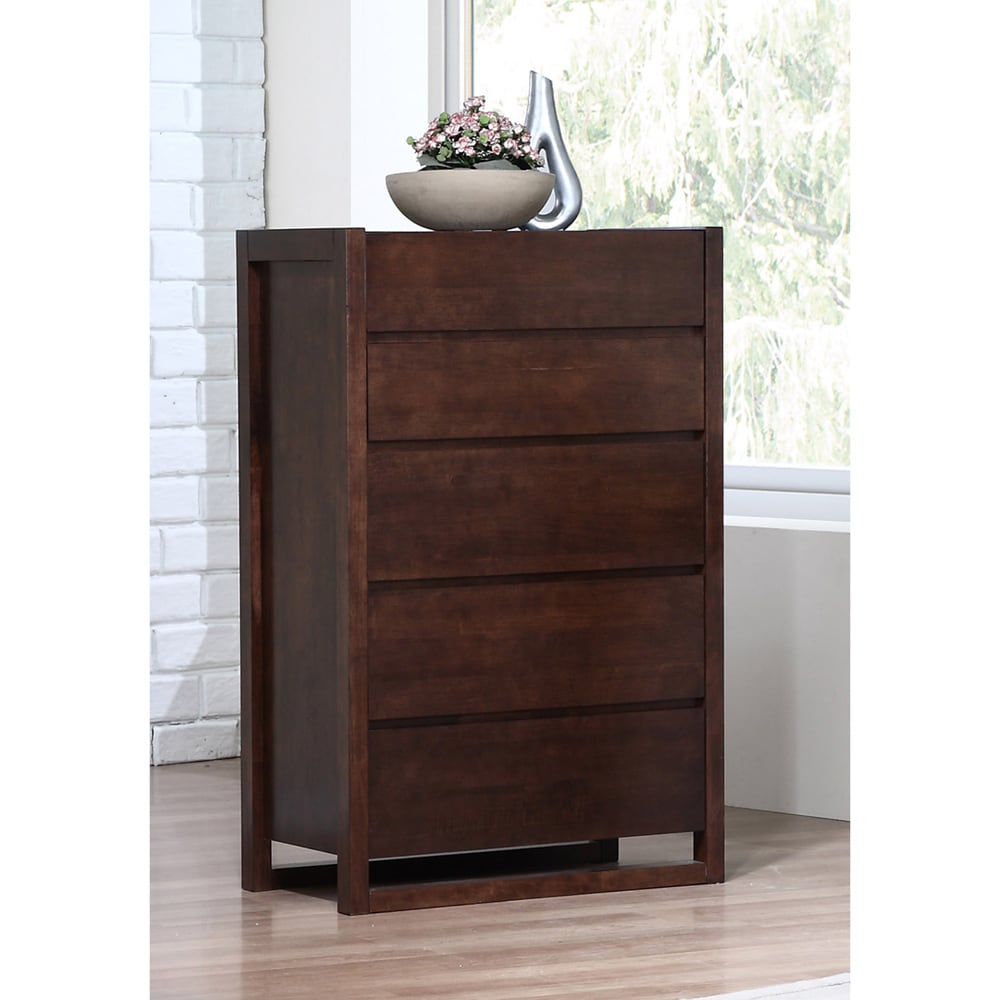 Tonics Sava Wenge 5 drawer Chest Walnut Size 5 drawer