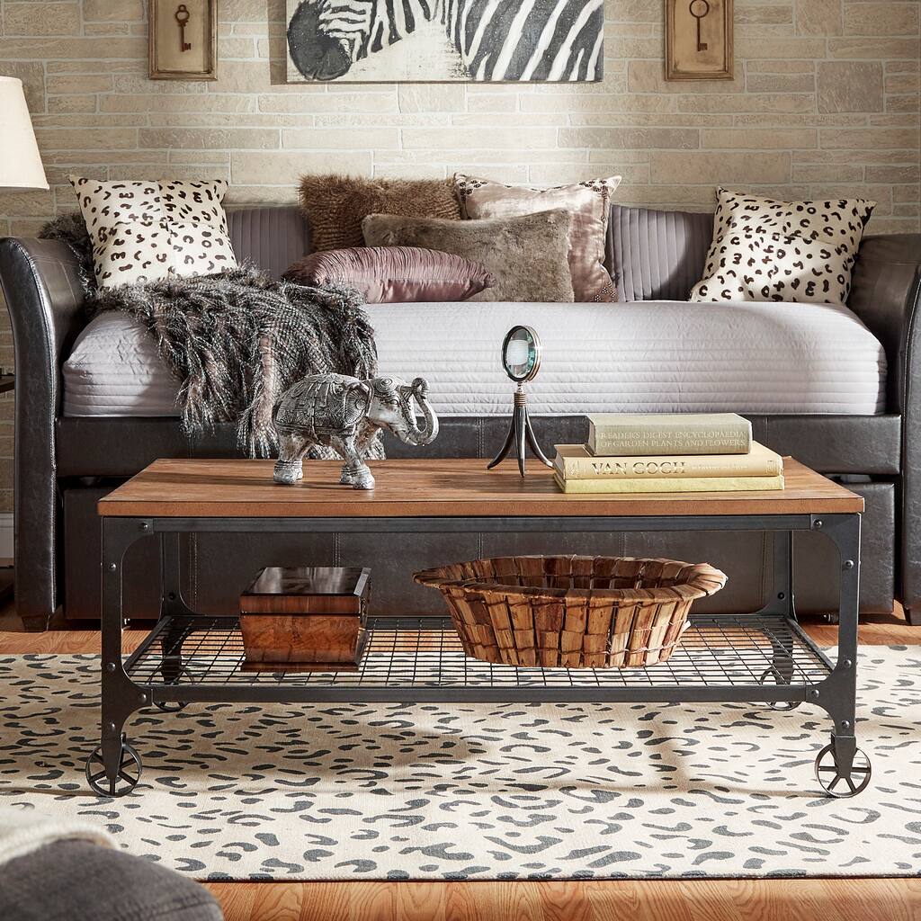 Nelson Industrial Modern Rustic Cocktail Table by iNSPIRE Q Classic