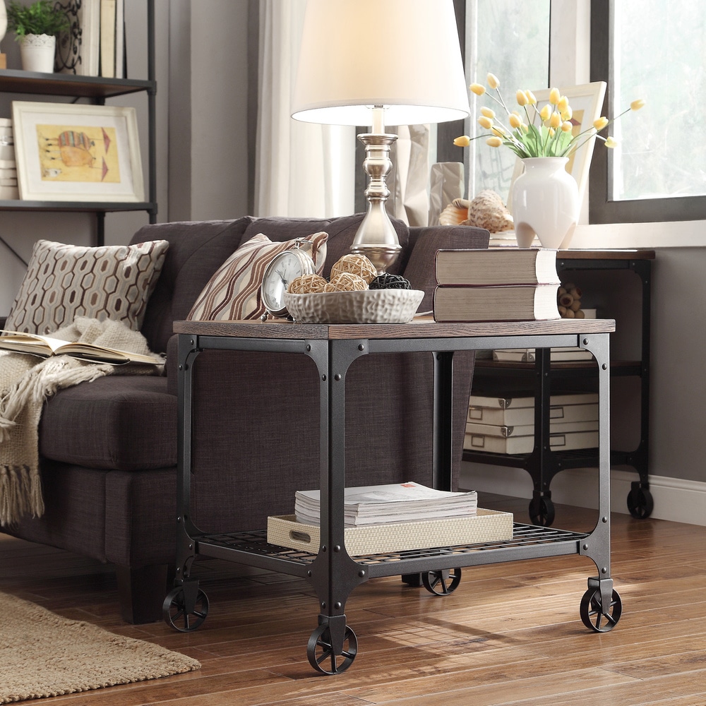 Modern rustic end outlet tables