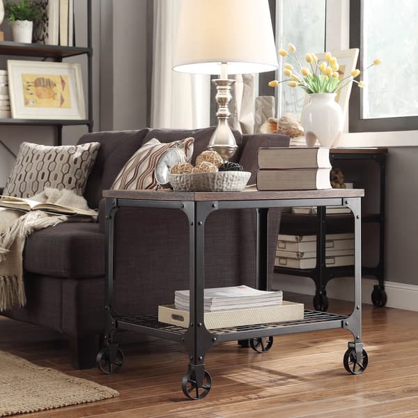 slide 1 of 12, Nelson Rectangle Industrial Modern Rustic End Table by iNSPIRE Q Classic