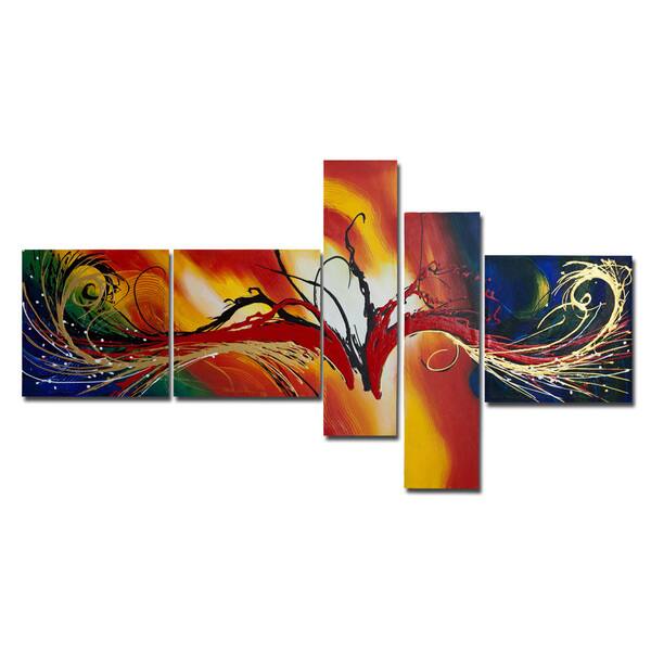 Shop Abstract Multicolor 5 Piece Multicolor Abstract