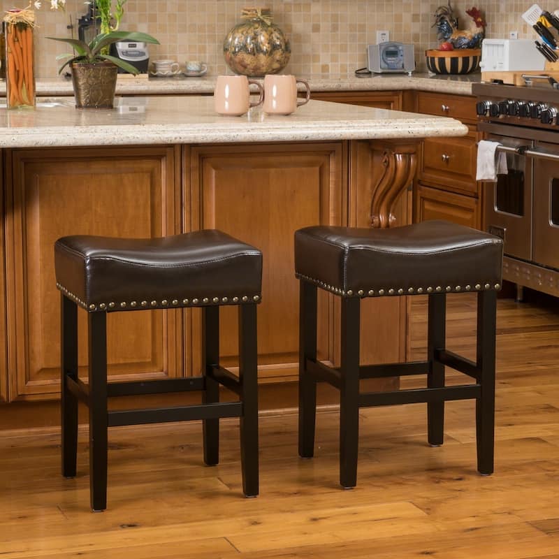 Lisette 26-inch Brown Backless Counter Stool (Set of 2) by Christopher Knight Home - 18.00" D x 15.50" W x 26.00" H - Set of 2 - Brown - Counter Height