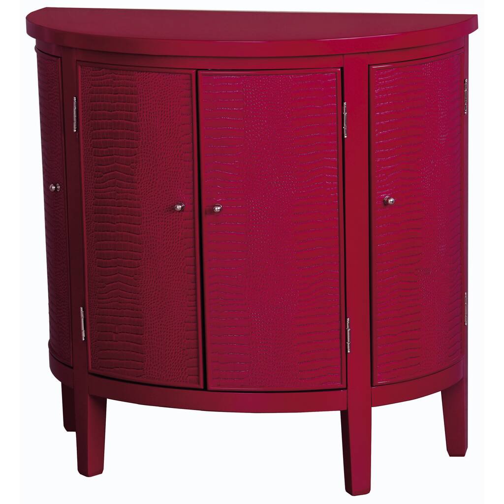 Faux Crocodile Print Red Finish Accent Chest