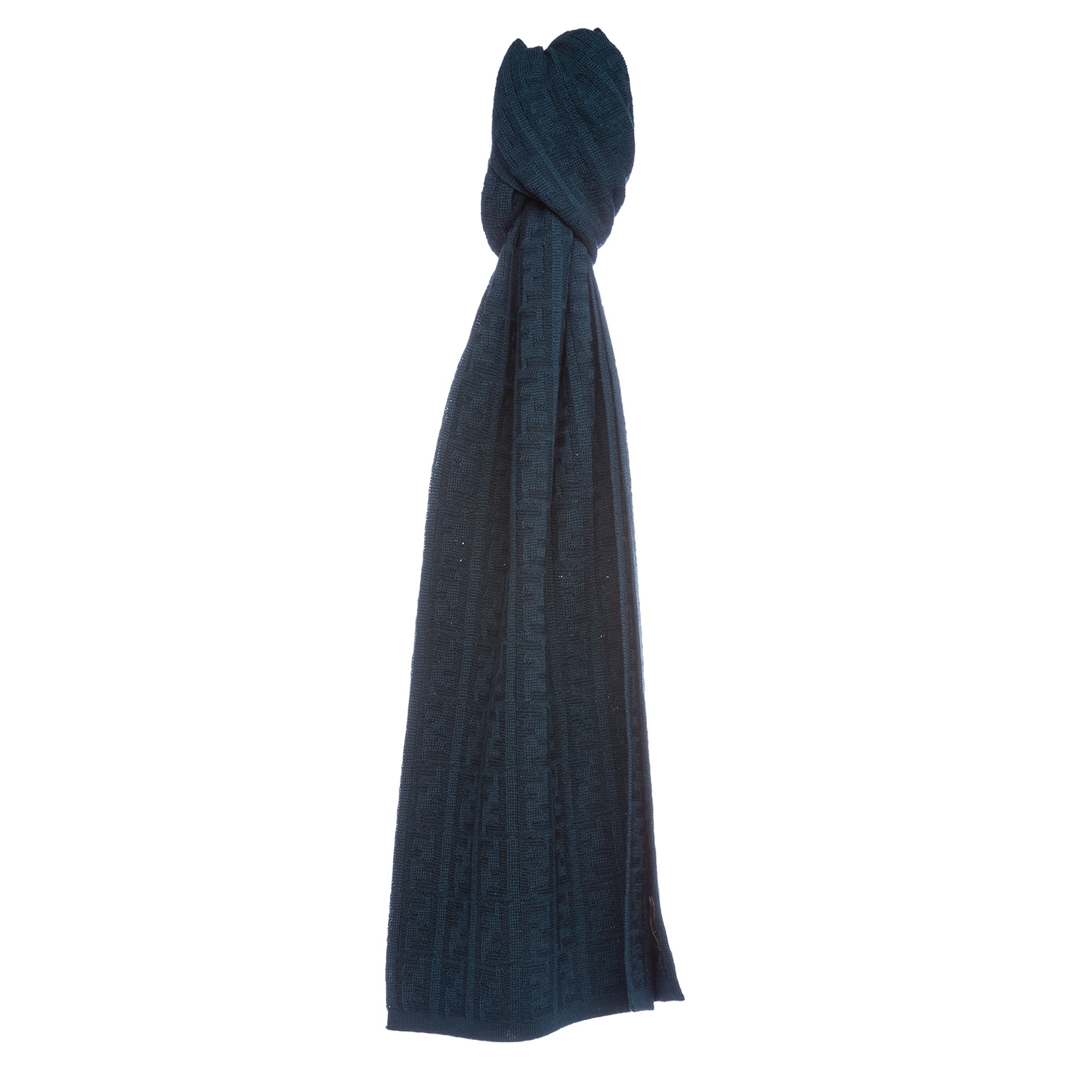 Fendi Teal Zucca Knit Wool Scarf