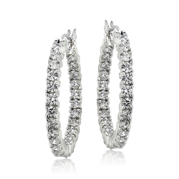 ICZ Stonez Cubic Zirconia Inside Out 25 mm Hoop Earrings
