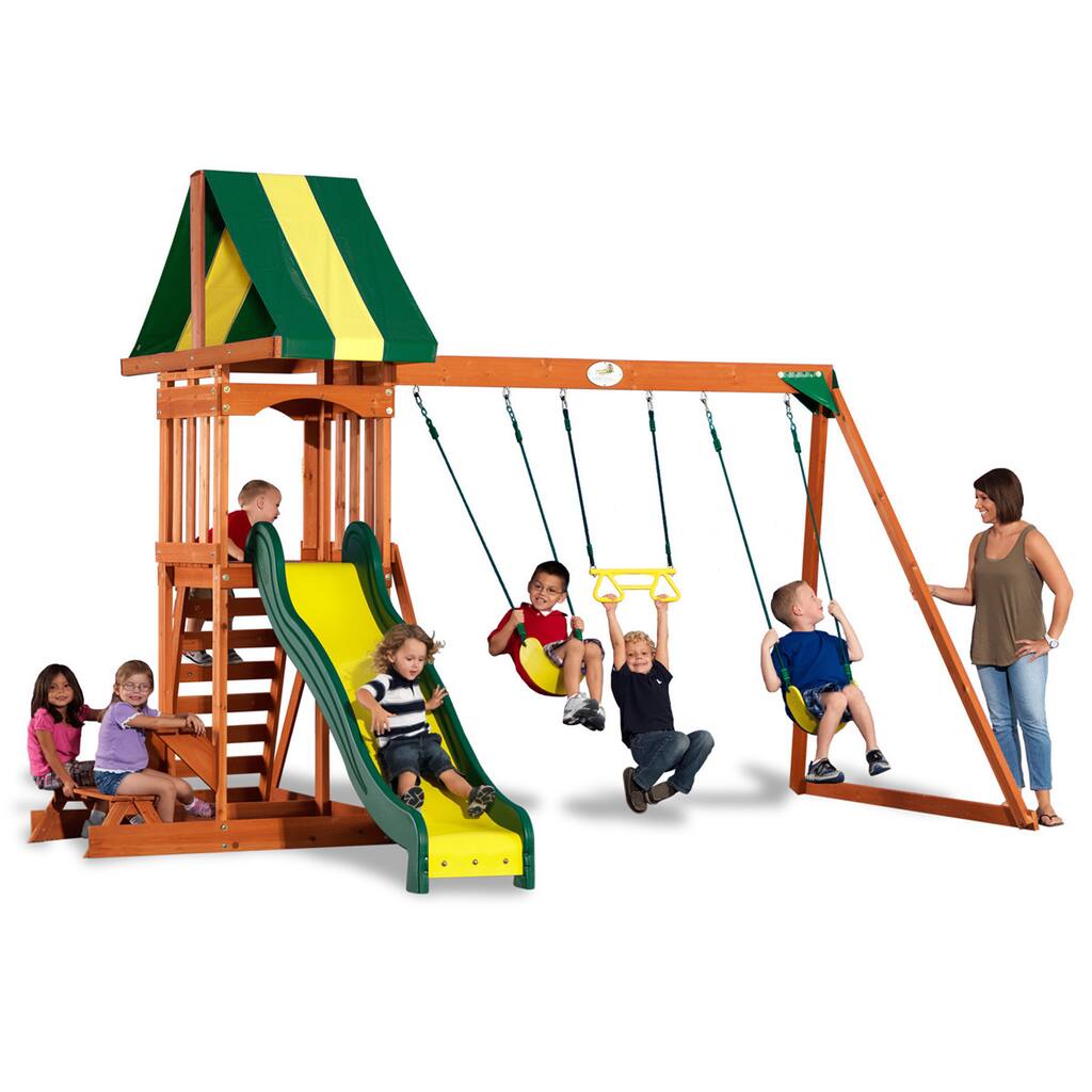 Backyard Discovery Prestige Wooden Swingset - 102"H x 156"W x 131"L