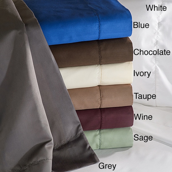 Cotton Rich 600 Thread Count Hem Stitch Sheet Set and Optional