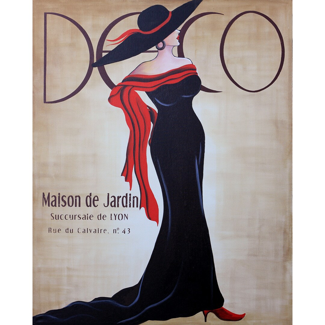 Art in Style Lady in the Black Dress Giclee on Canvas Wall Art - Bed Bath &  Beyond - 8597720