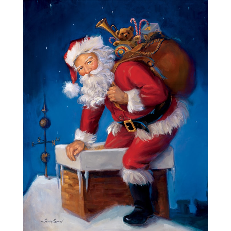 Here Comes Santa Christmas Holiday Print Art