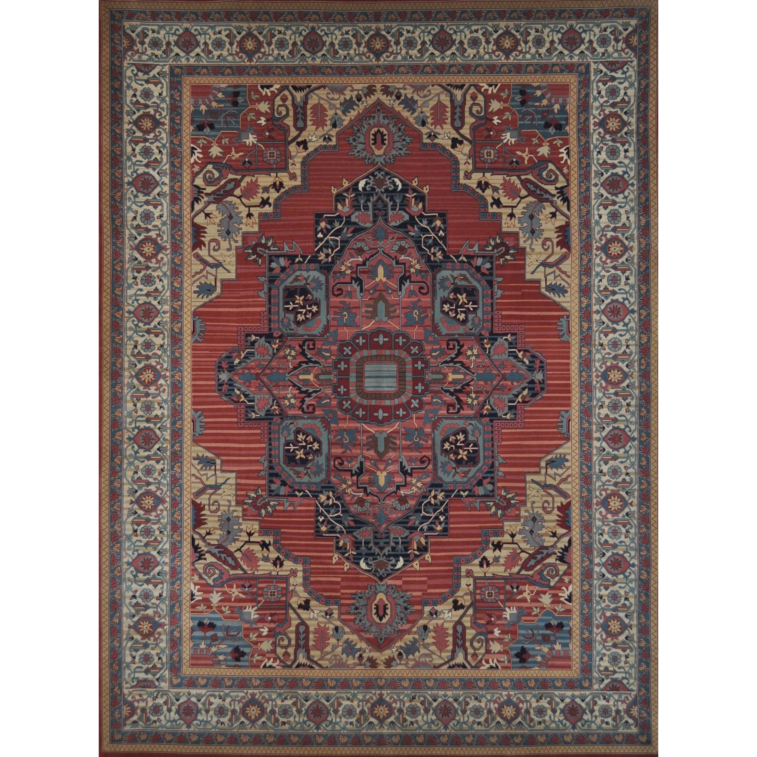 Hand knotted Geometric Serapi Rug (99 X 139)