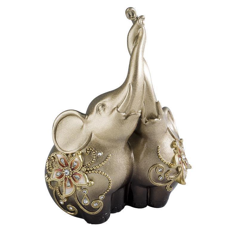 Sapphire Rose Elephants Entwined Figurine