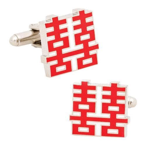 Mens Cufflinks Inc Double Happiness Cufflinks Red  