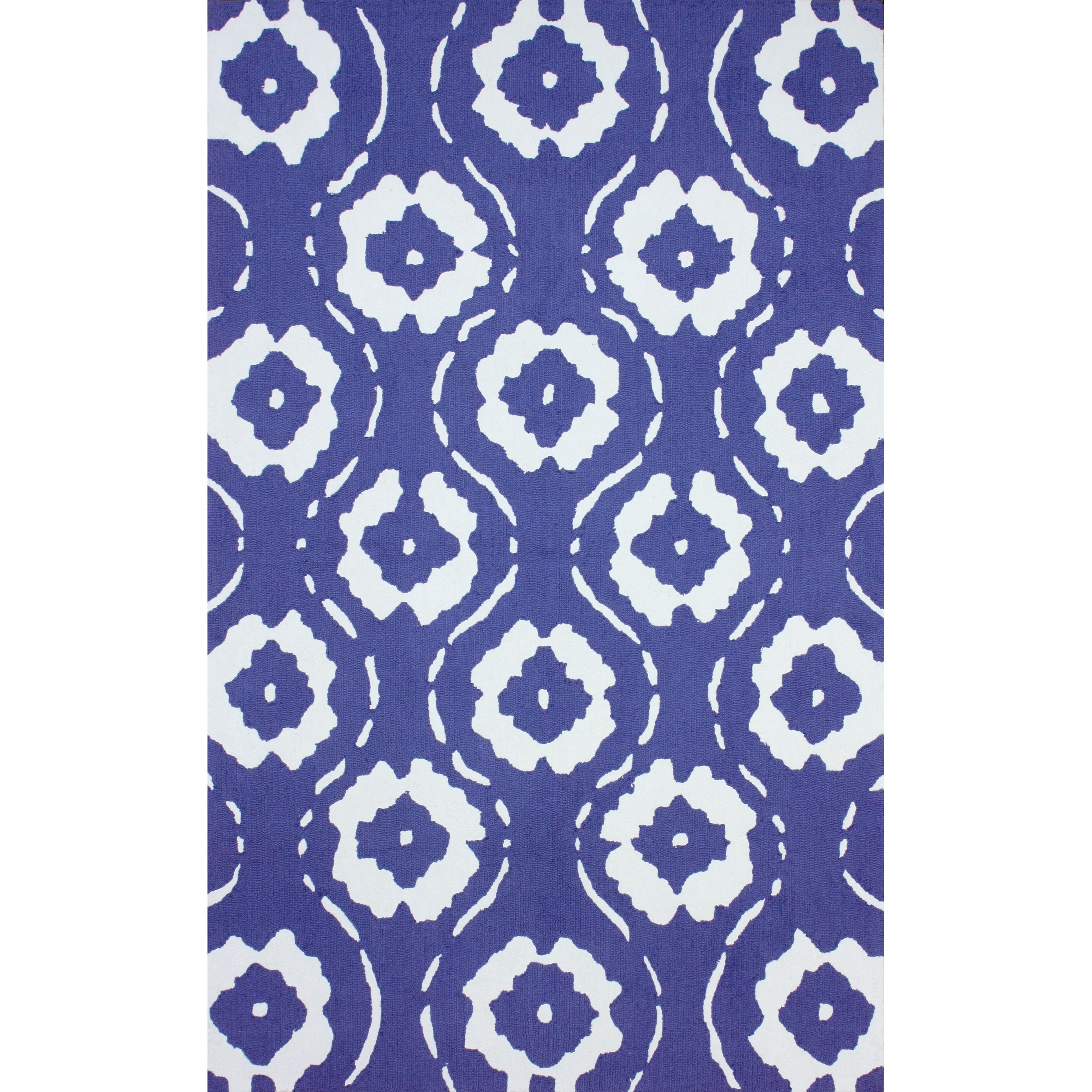 Nuloom Handmade Cotton/ Wool Open Ikat Trellis Blue Rug (76 X 96)