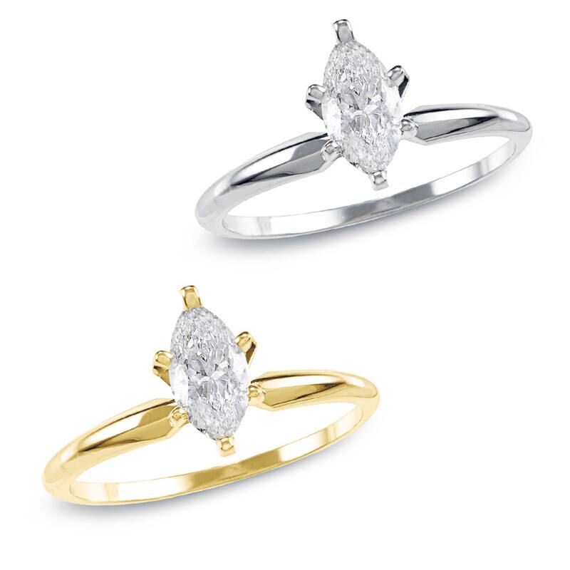 Auriya 14k Gold 1ctw Marquise-cut Solitaire Diamond Engagement Ring